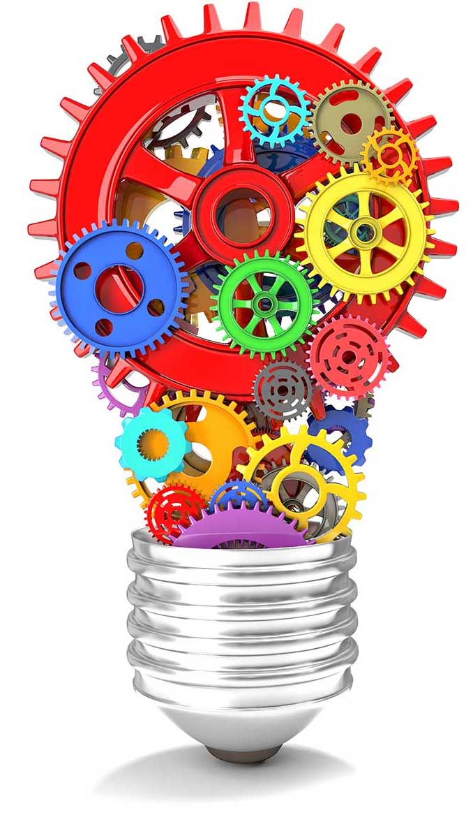 Light bulb with gears